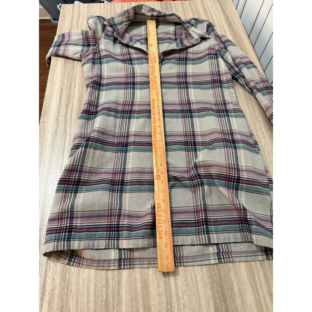 Patagonia Women Plaid Flannel Dress M Grey Organic Cotton Gorpcore Tunic Dress - Picture 12 of 12
